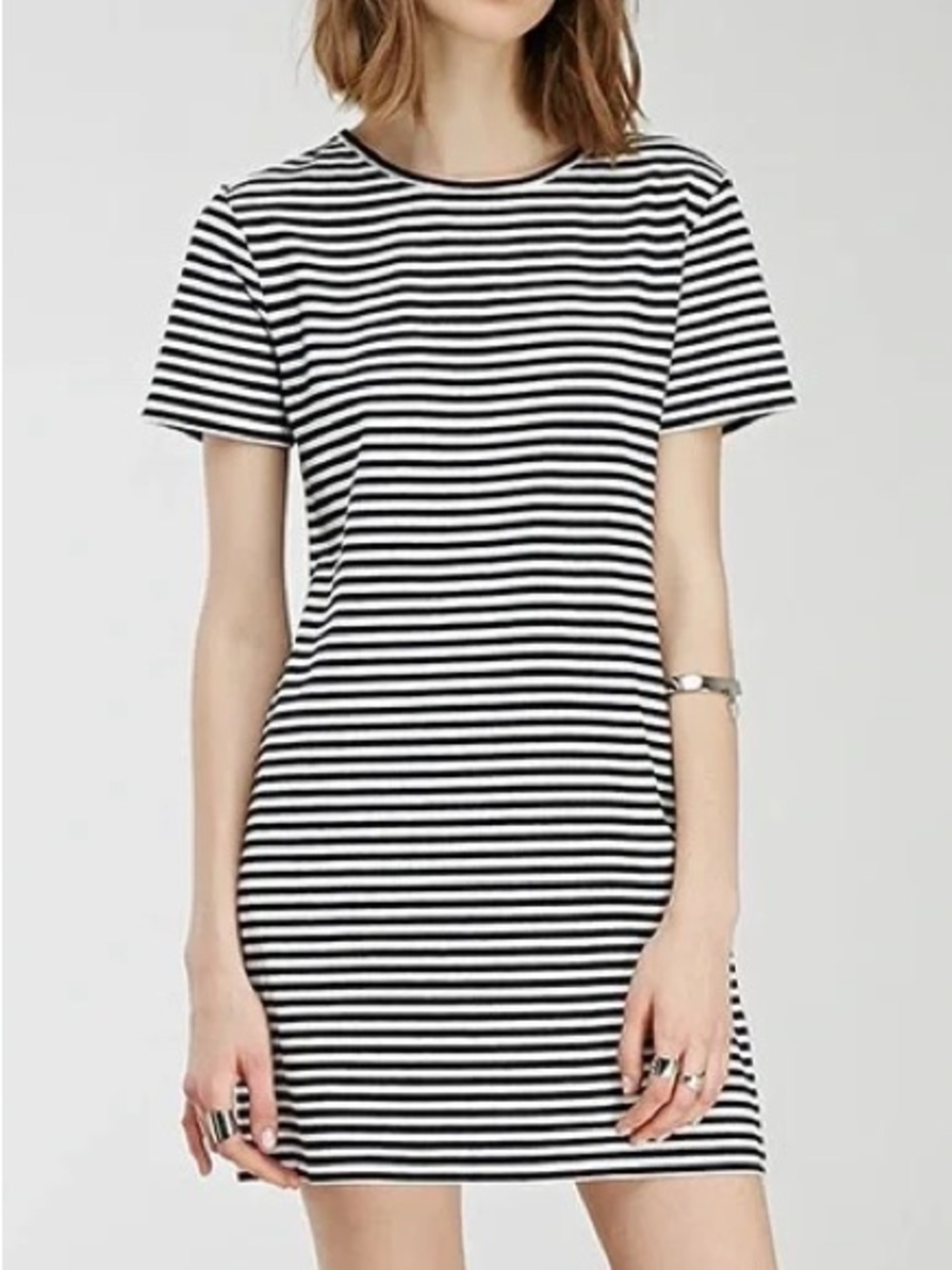 Forever 21 Black & White Striped Tee Dress